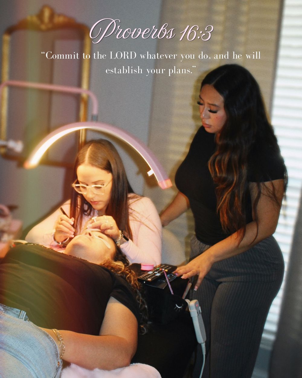 A 1:1 training session at Proverb Beauty, with Proverbs 16:3